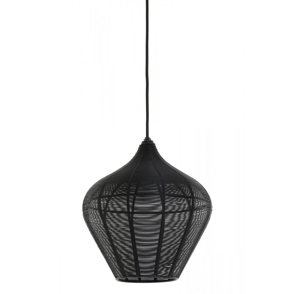 Alvaro Matte Black Round Metal Pendant Lamp