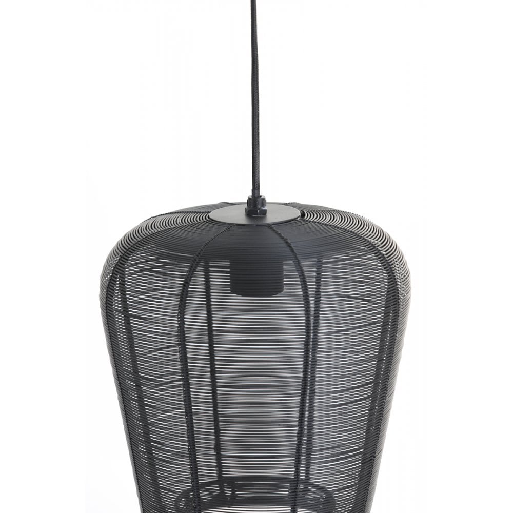 Sleek Black Metal Pendant Lamp 23x25cm
