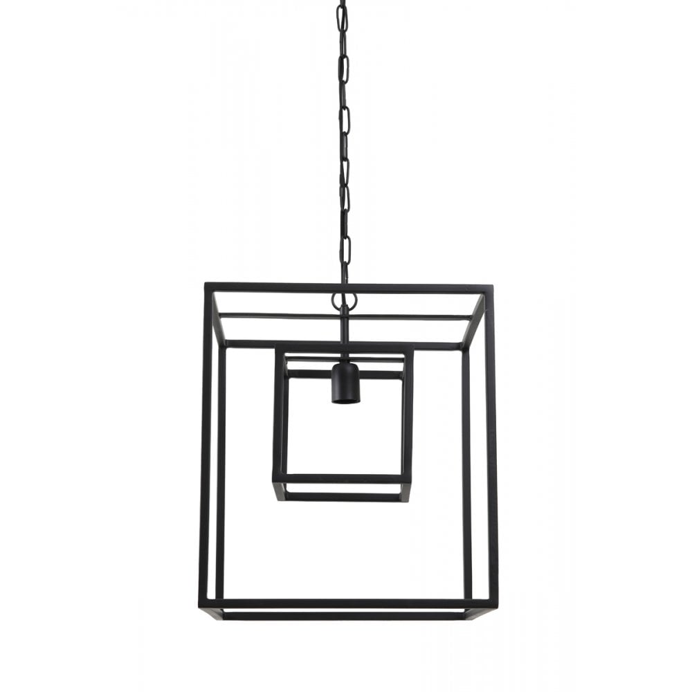 Matte Black Square Hanging Lamp - 40x40x44cm Kyvos Design