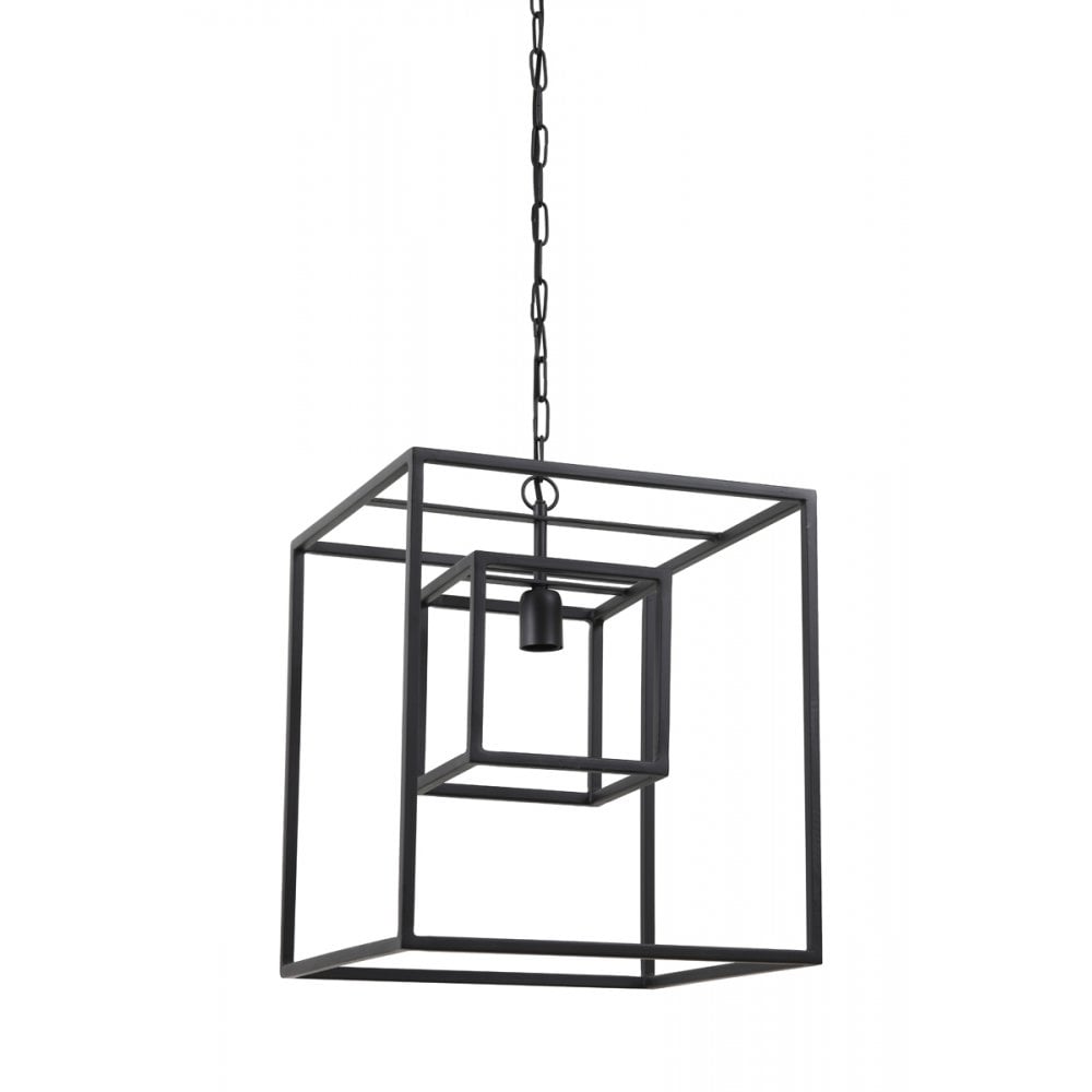 Matte Black Square Hanging Lamp - 40x40x44cm Kyvos Design