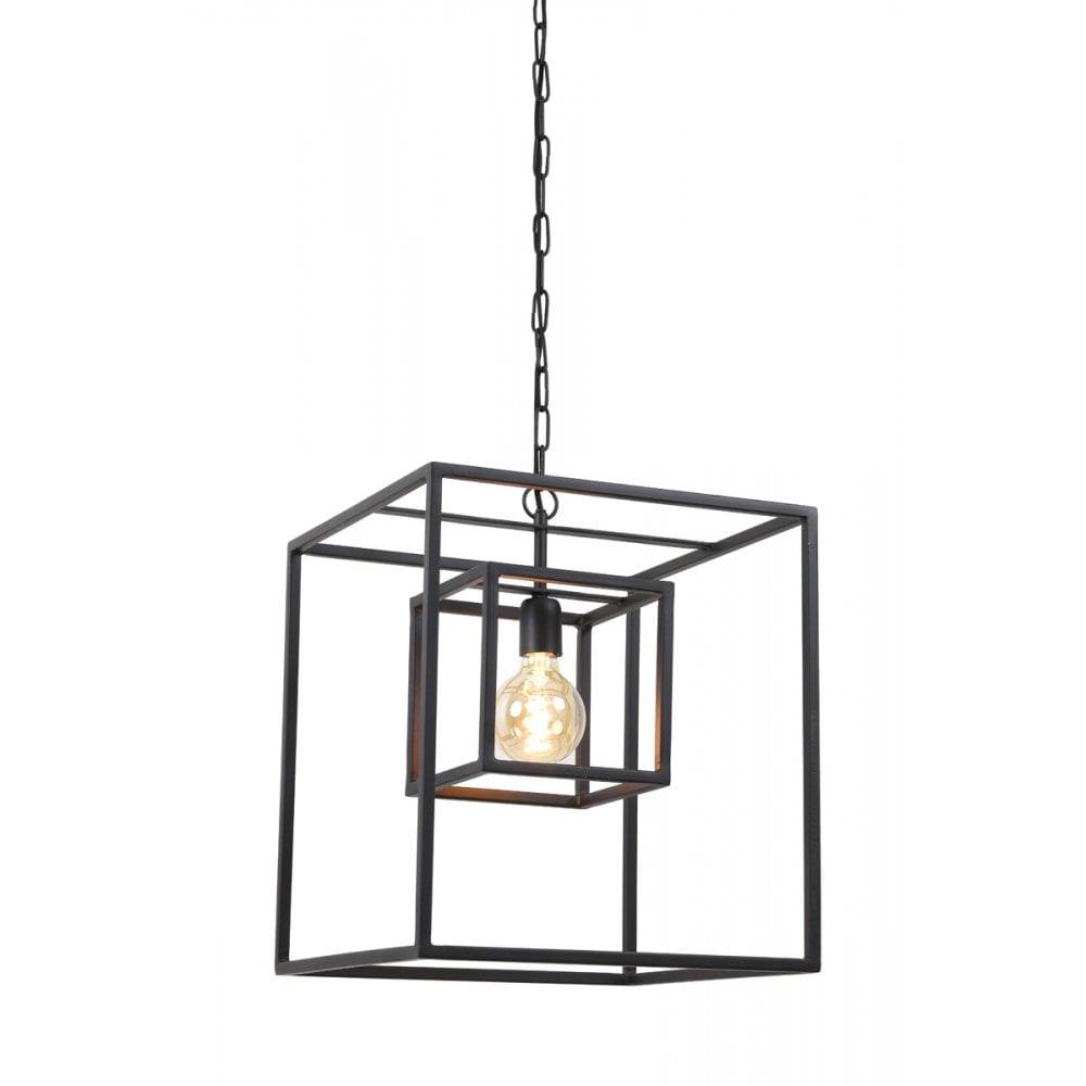 Matte Black Square Hanging Lamp - 40x40x44cm Kyvos Design
