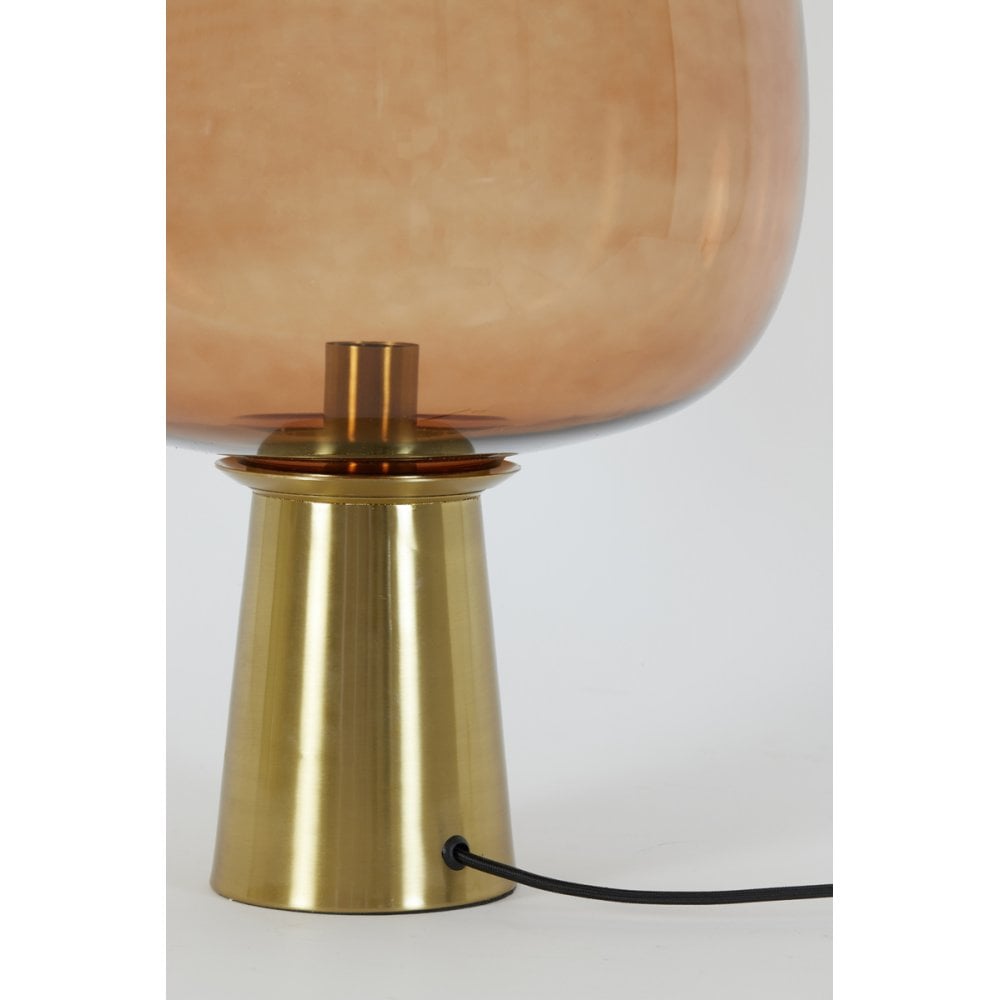 Elegant Bronze and Glass Round Table Lamp, 40x59cm, Brown