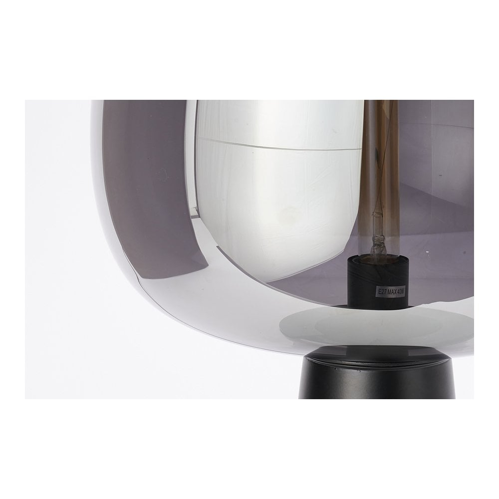 Elegant Smoke Glass Table Lamp, 40x59cm, Matte Black Finish