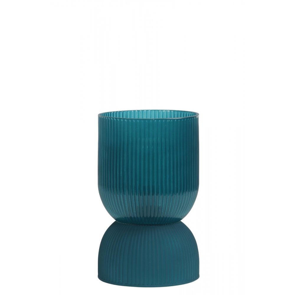 Phoebe Glass LED Table Lamp - Petrol Blue, 12x19.5cm