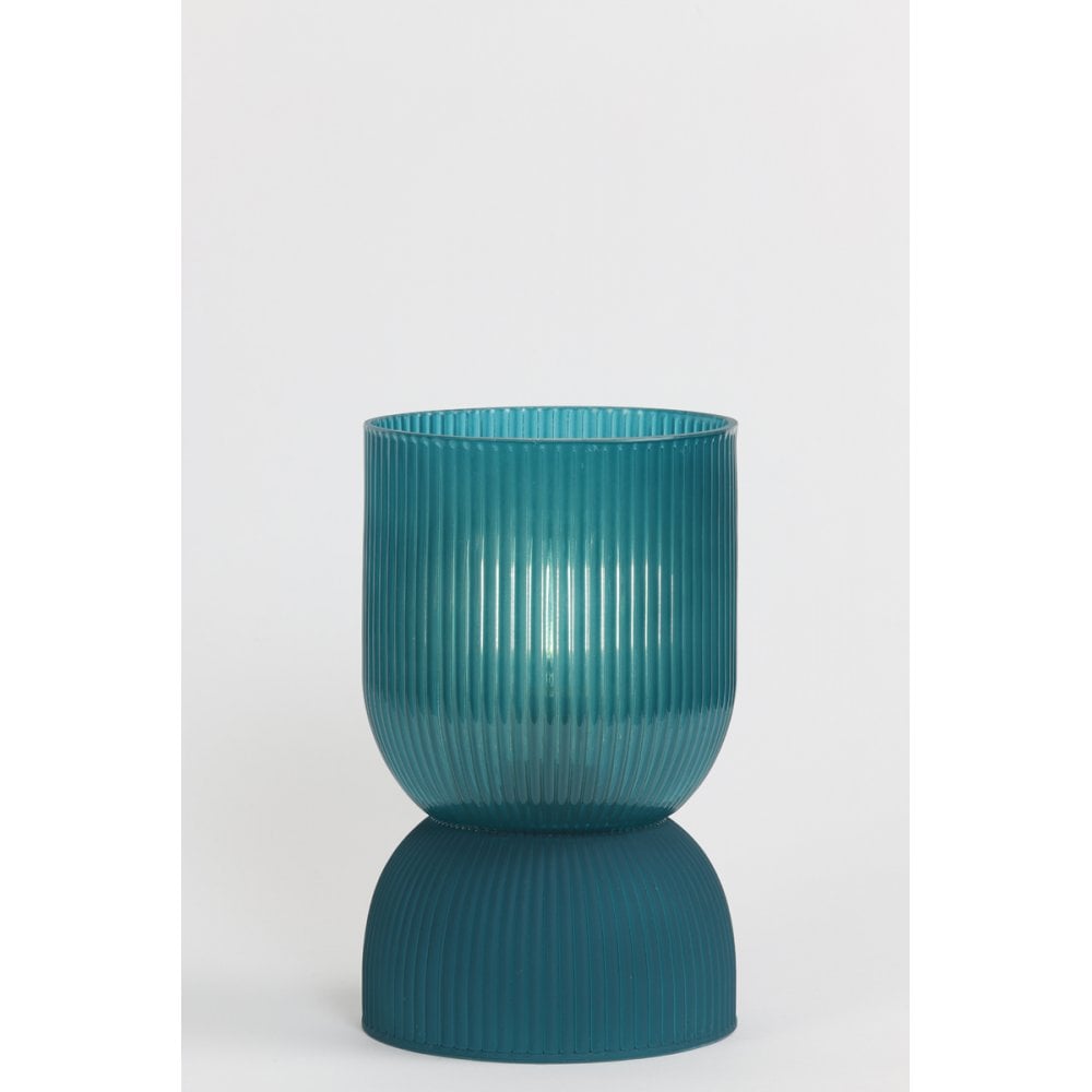 Phoebe Glass LED Table Lamp - Petrol Blue, 12x19.5cm