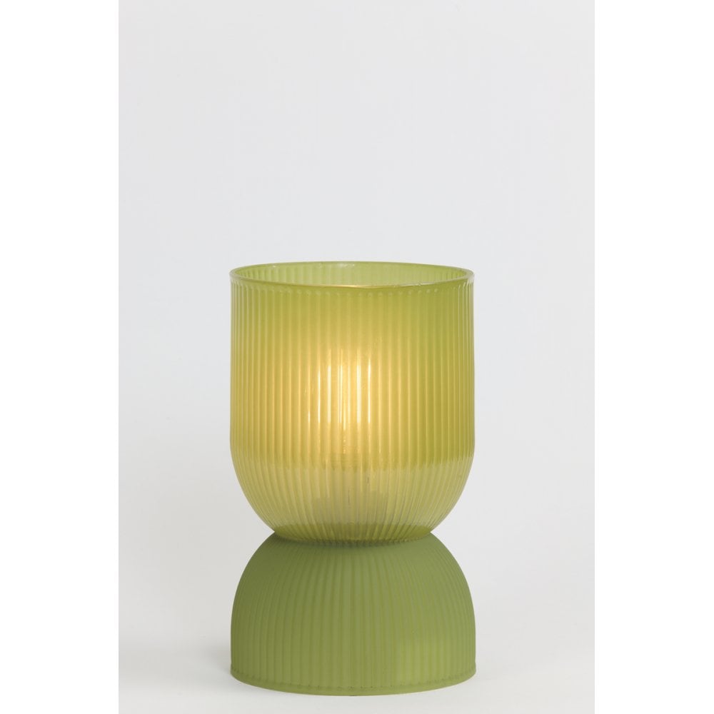 LED Glass Table Lamp in Olive Green - 12x19.5cm