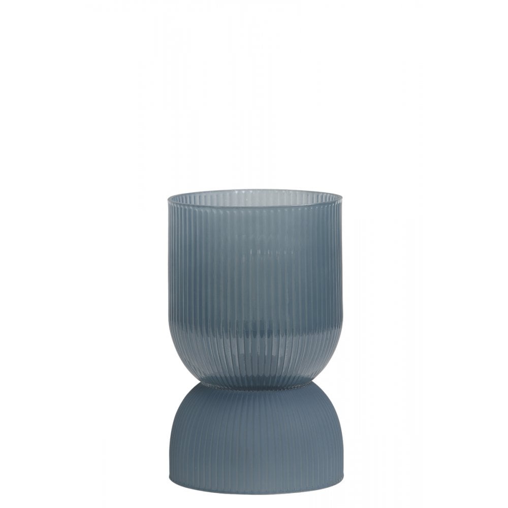 Glass LED Table Lamp in Blue-Grey, 12x19.5cm Phoebe Design