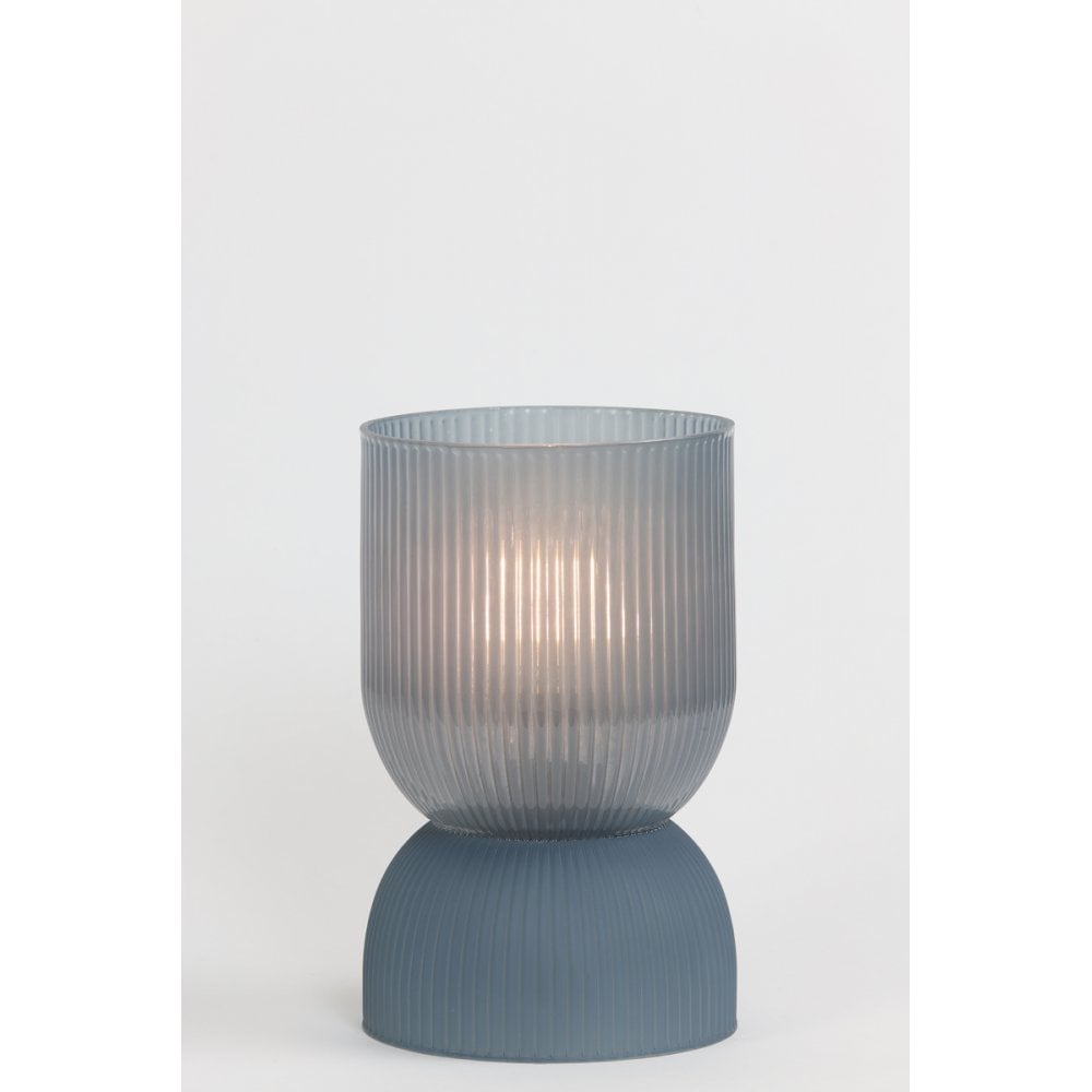 Glass LED Table Lamp in Blue-Grey, 12x19.5cm Phoebe Design