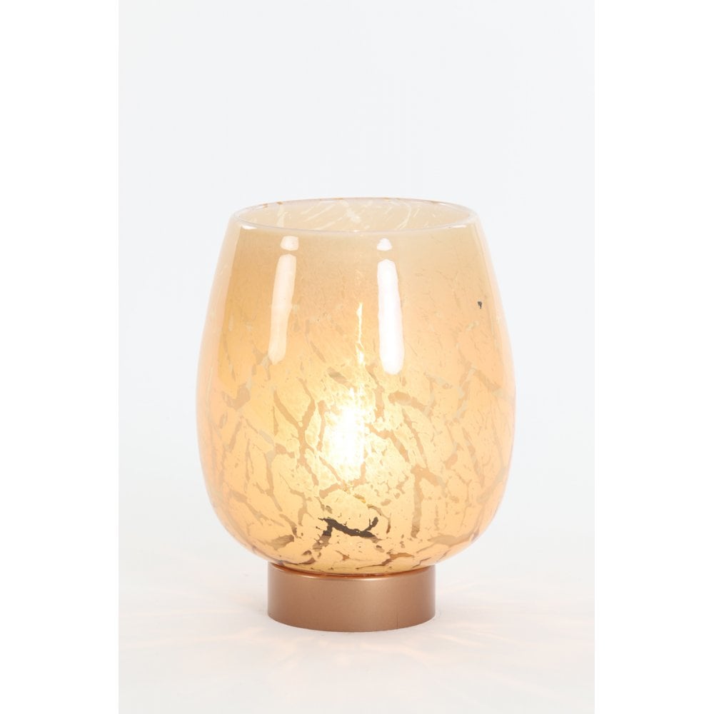 Modern Caramel Copper LED Glass Table Lamp - 15x19cm