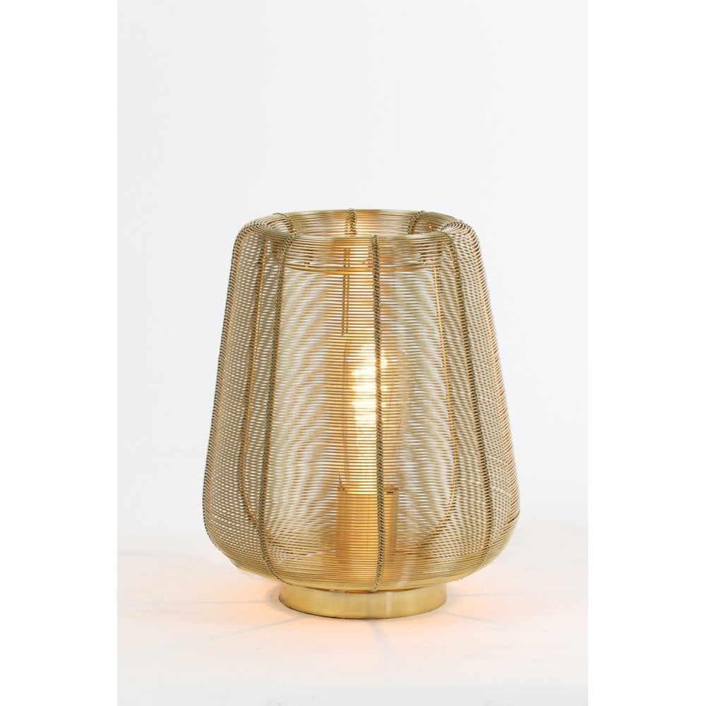 Golden Glow Round Metal Table Lamp 22x26cm