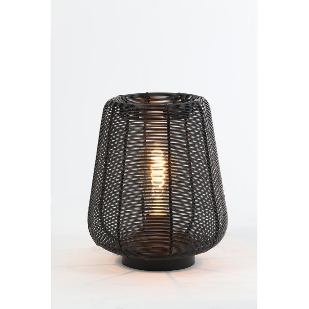 Stylish Matt Black Metal Table Lamp - 22x26cm