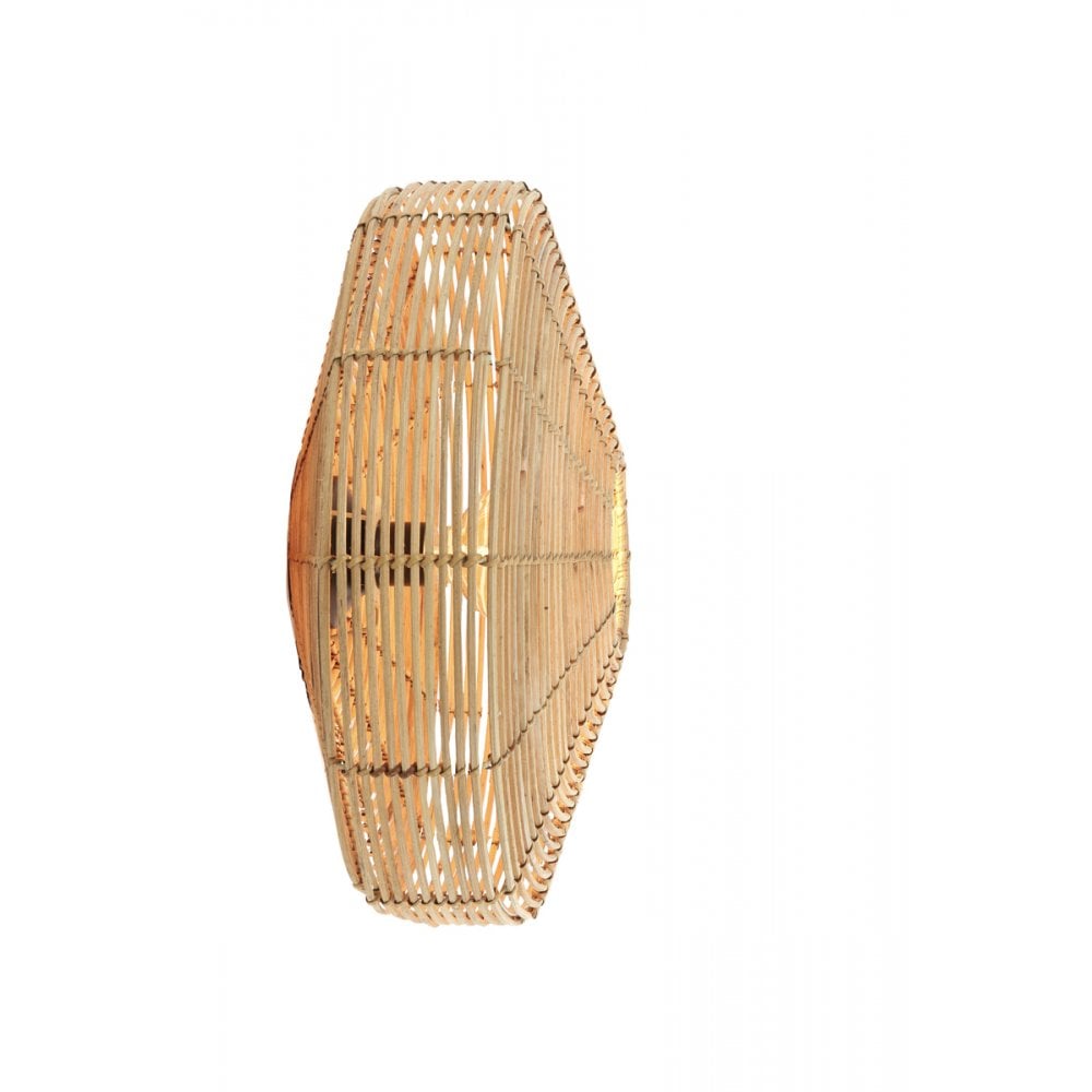 Natural Rattan Round Wall Sconce - 51x21cm