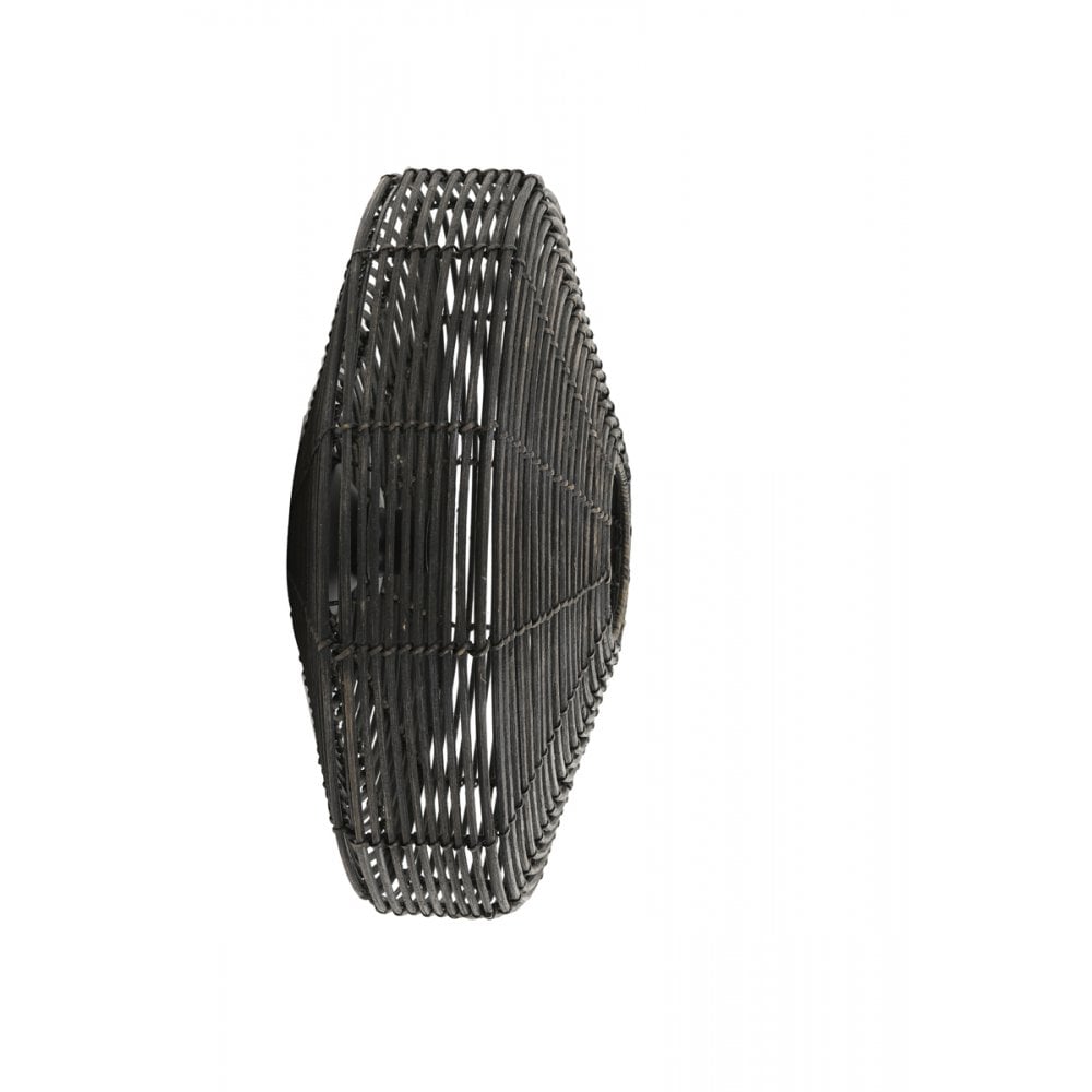 Dark Brown Mataka Rattan Round Wall Lamp (51x21cm)