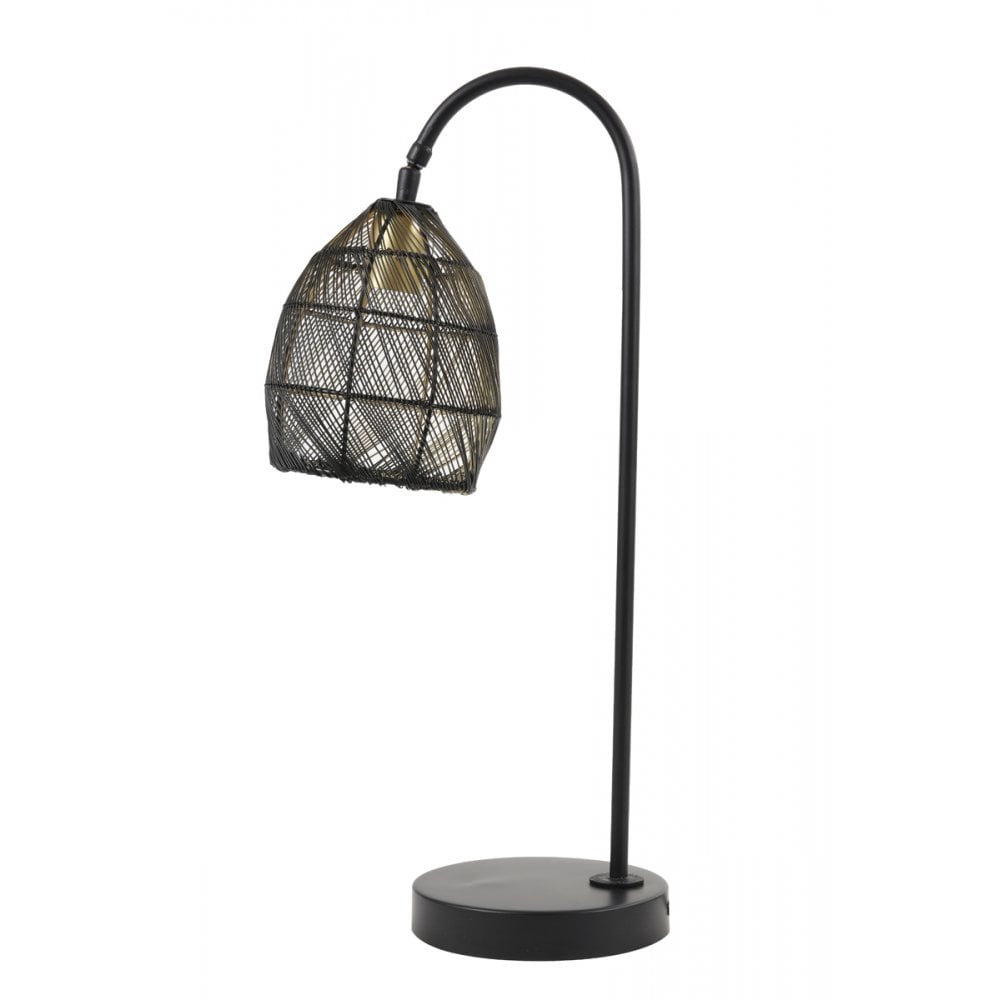 Elegant Meya Black and Gold Metal Table Lamp - 60cm