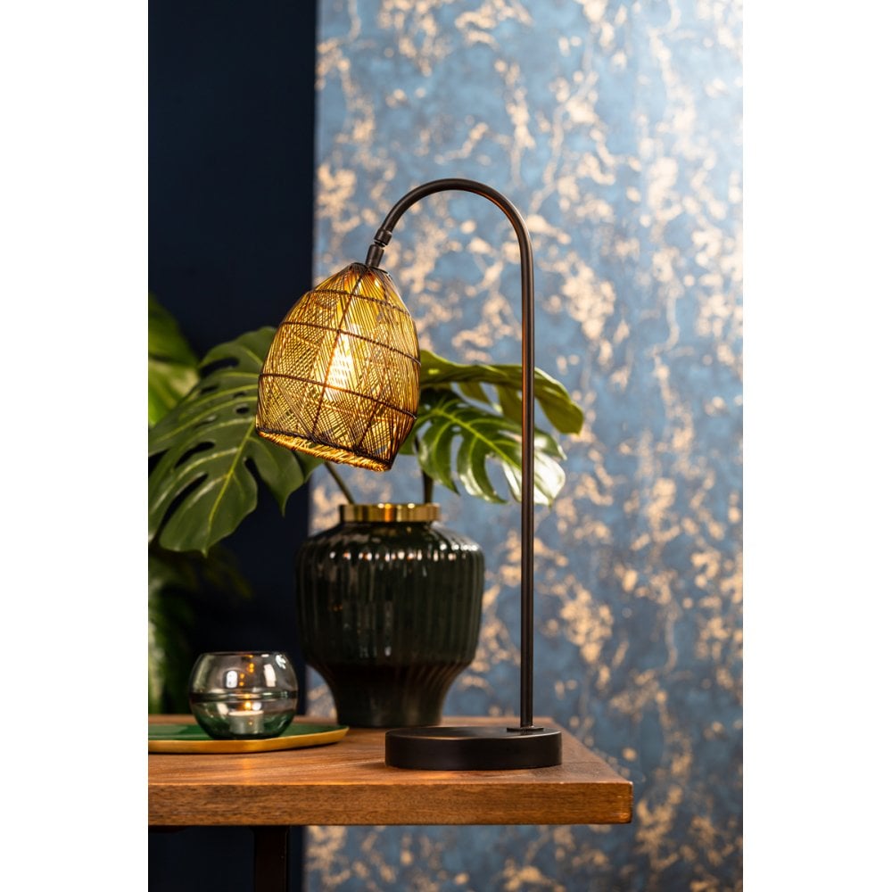Elegant Meya Black and Gold Metal Table Lamp - 60cm