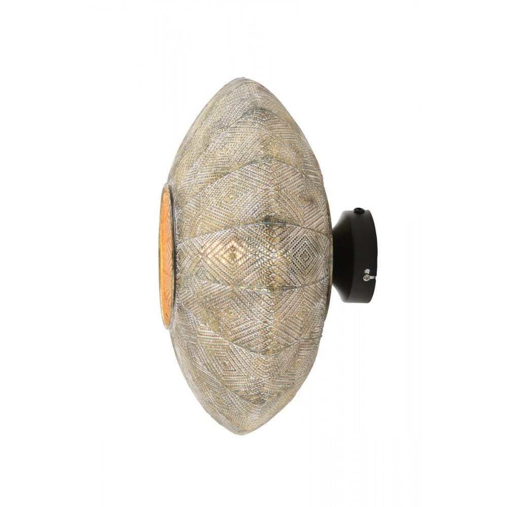 Elegance of Lavello: Antique Gold-White Round Wall Lamp 37.5x22cm
