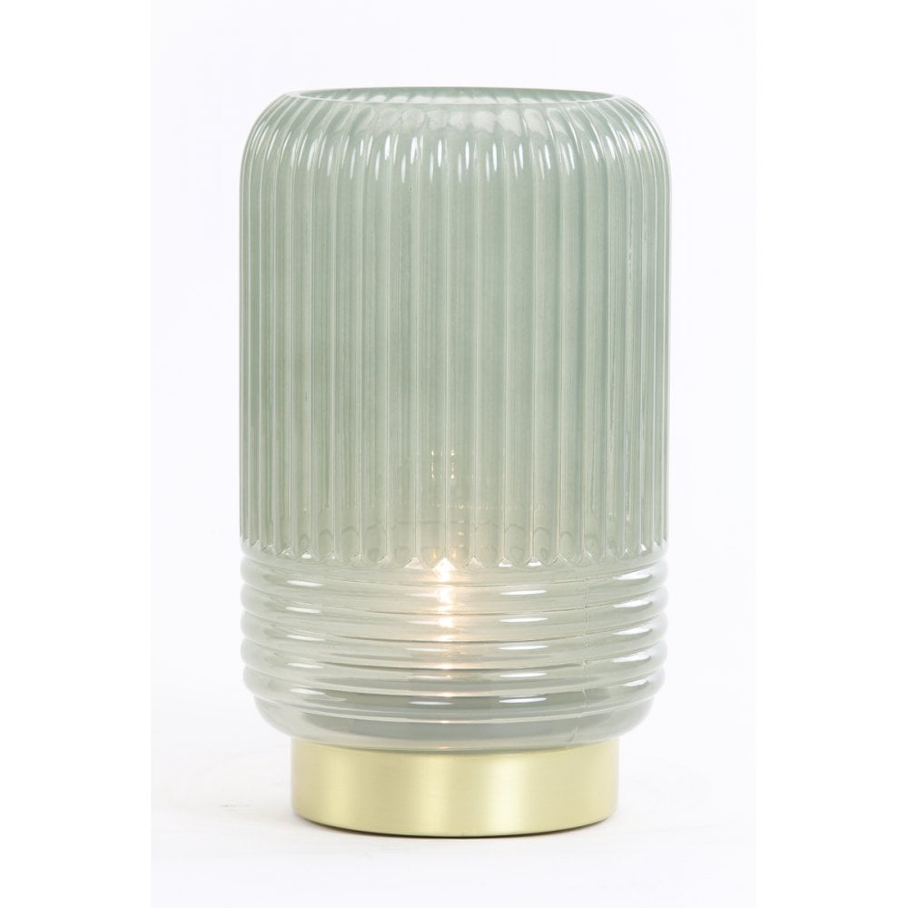 LED Glass Table Lamp - Lipa Collection, Grey Green, 16x27.5cm