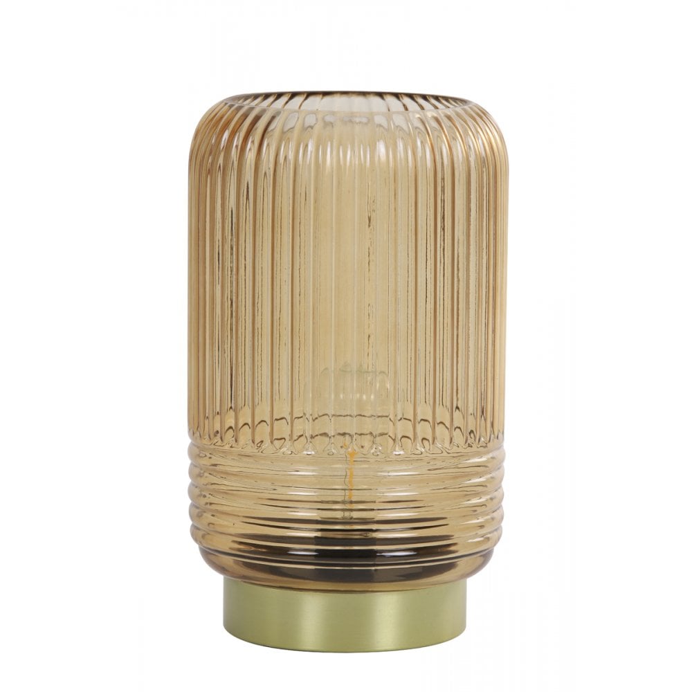 Elegant LED Glass Table Lamp - Brown, 16x26.5cm