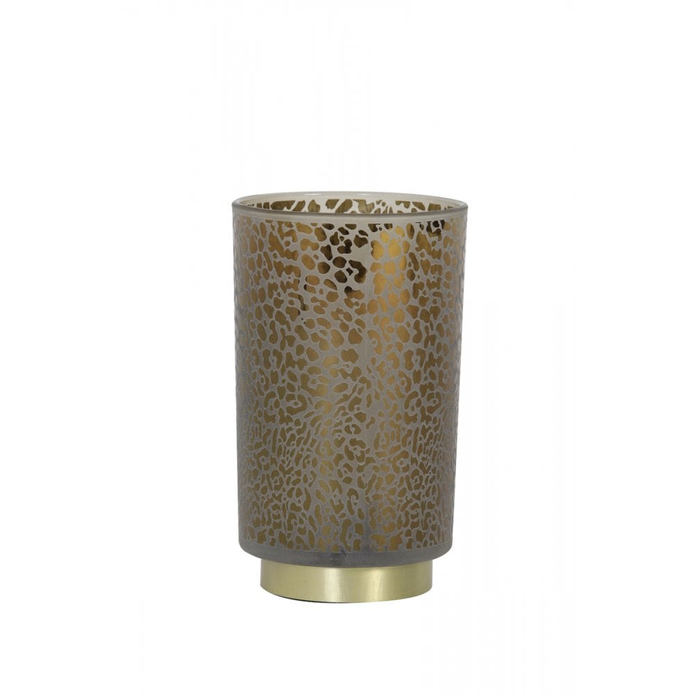 Elegant Leopard Glass LED Table Lamp in Gray - 12x18cm