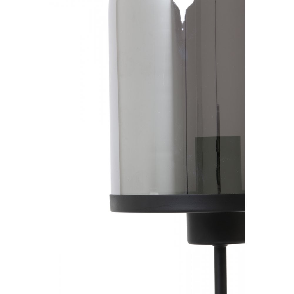 Elegant Maverick Matte Black & Smoked Glass Table Lamp - 22x50cm