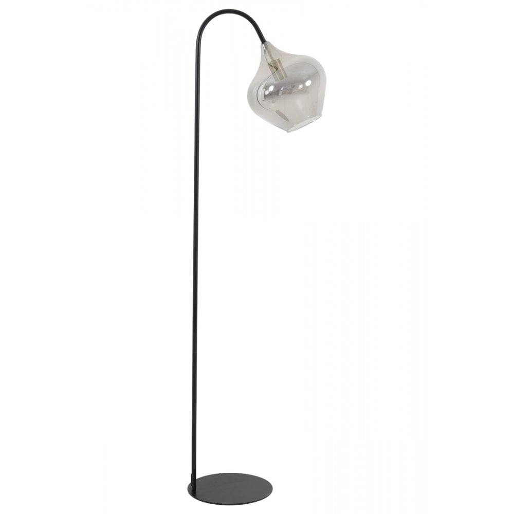 Elegant Matt Black and Smoked Glass Floor Lamp - 45x28x160cm