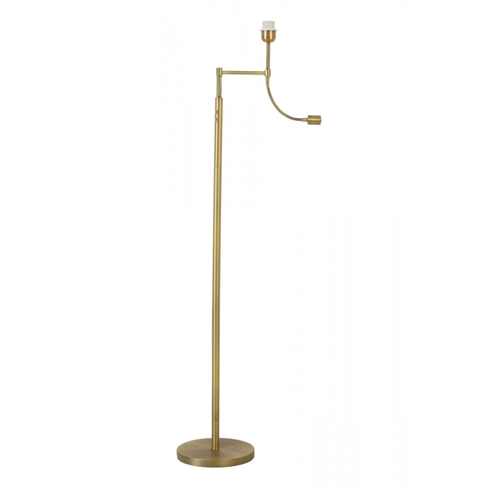 Antique Brass LED Floor Lamp, 138cm Tall, Round Design