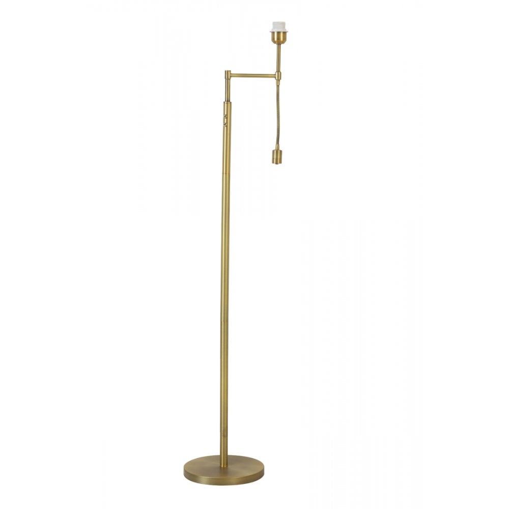 Antique Brass LED Floor Lamp, 138cm Tall, Round Design