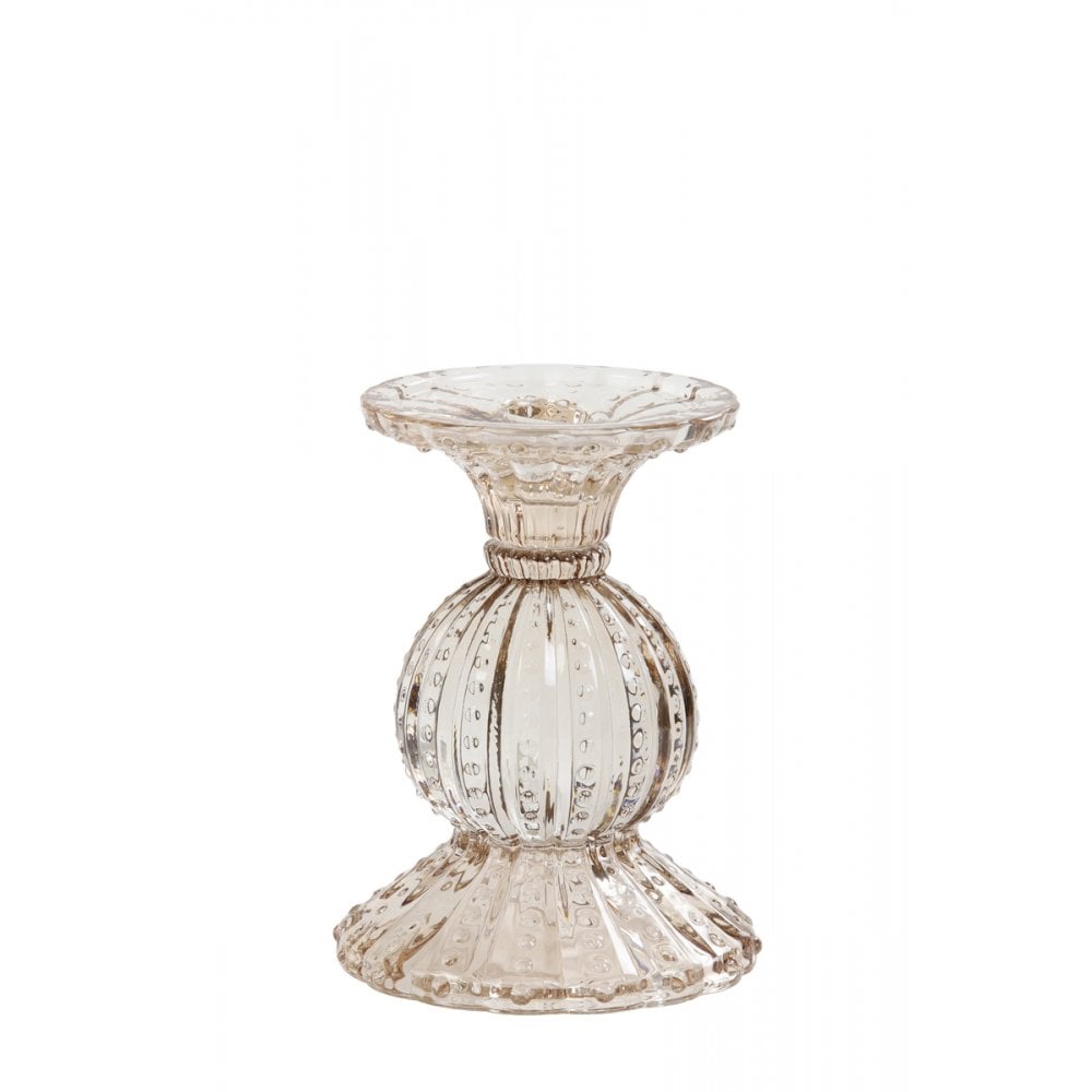 Luminescent Gold Glass Candle Holder - Round 10x14cm