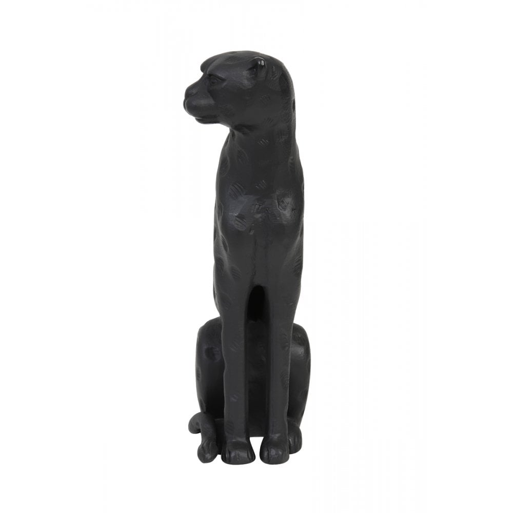 Sleek Black Leopard Metal Ornament - Tall 30cm Decor Piece