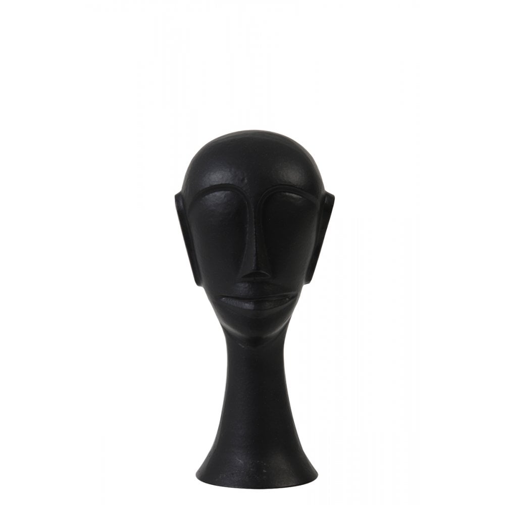 Sculptural Black Metal Head Ornament 22.5cm