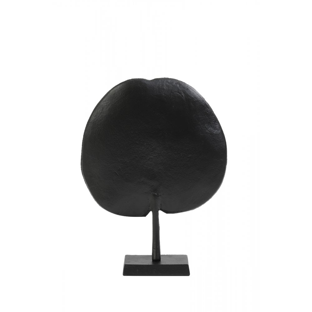 Black Leaf Sculpture on Stand - 25x6.5x34cm Metal Ornament