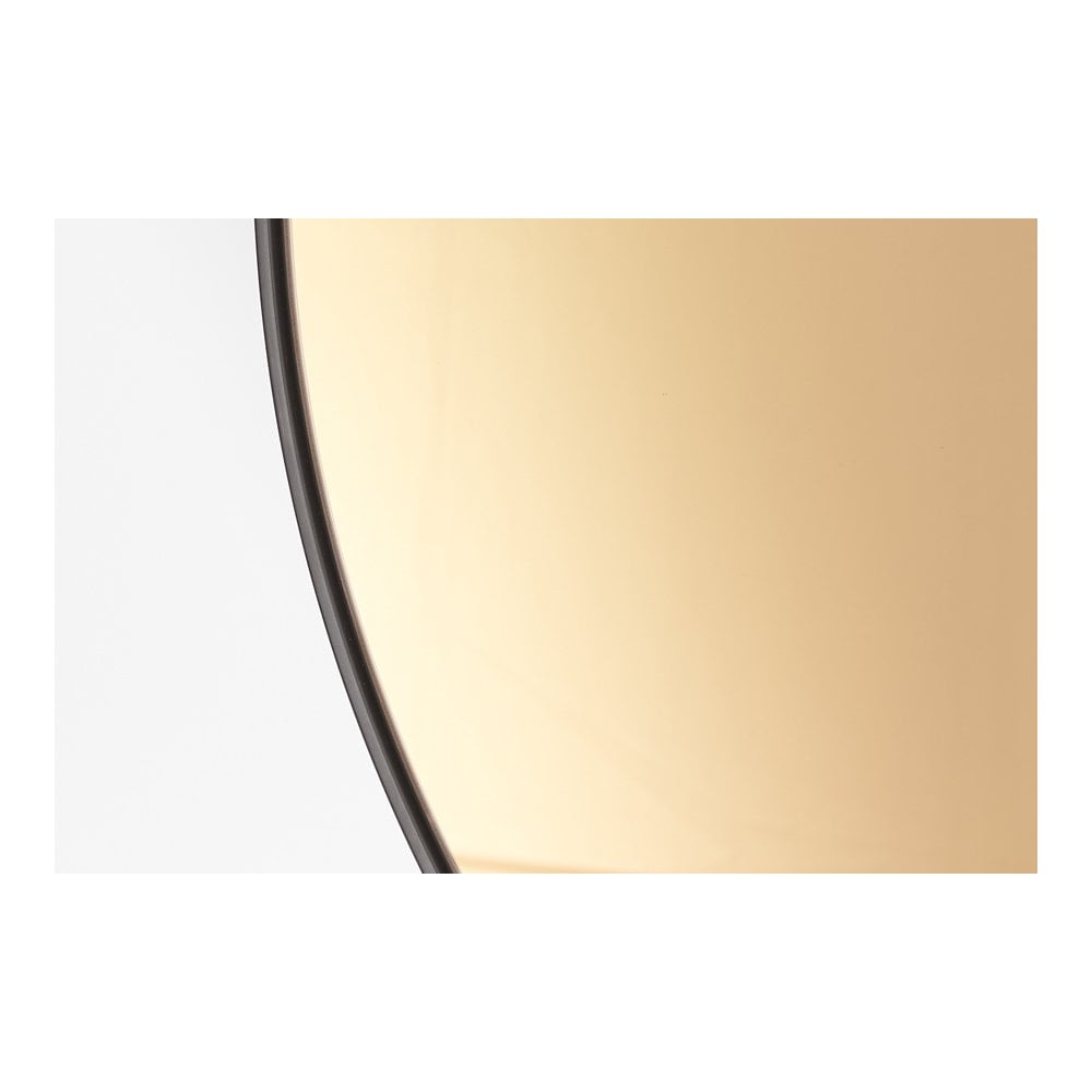 Round Black Metal Frame Mirror with Brown Glass - 96cm