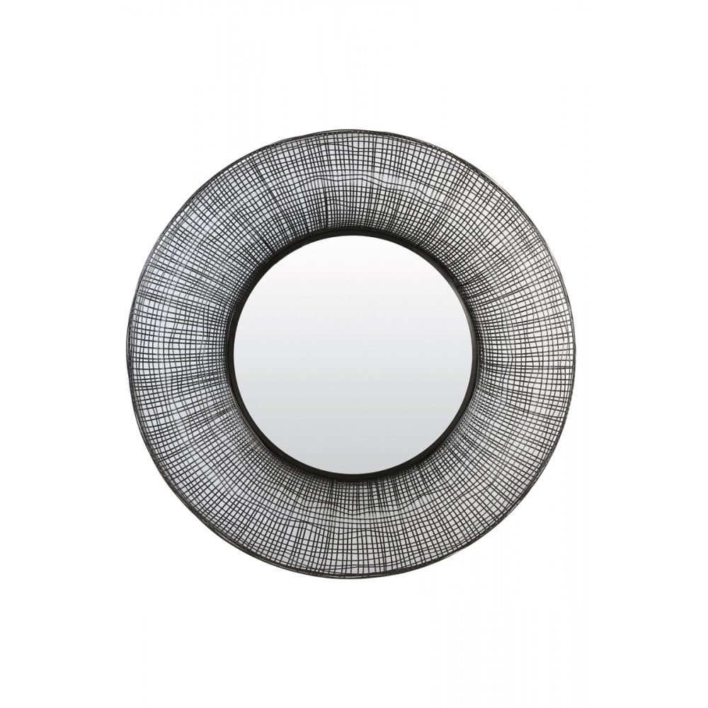 Samat Black Round Metal Mirror - 89x12cm