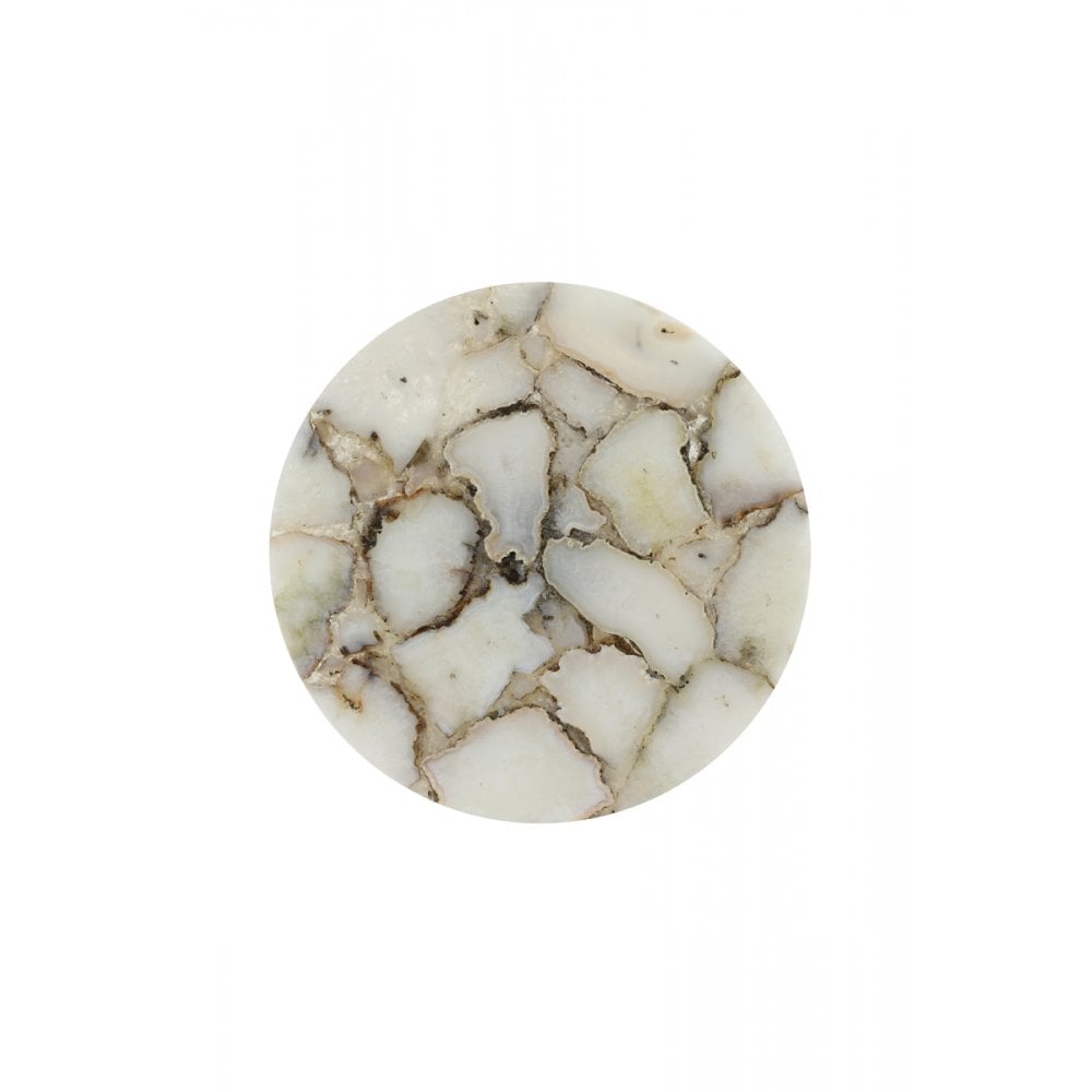 White Agate and Antique Bronze Round Footed Dish 33x13cm