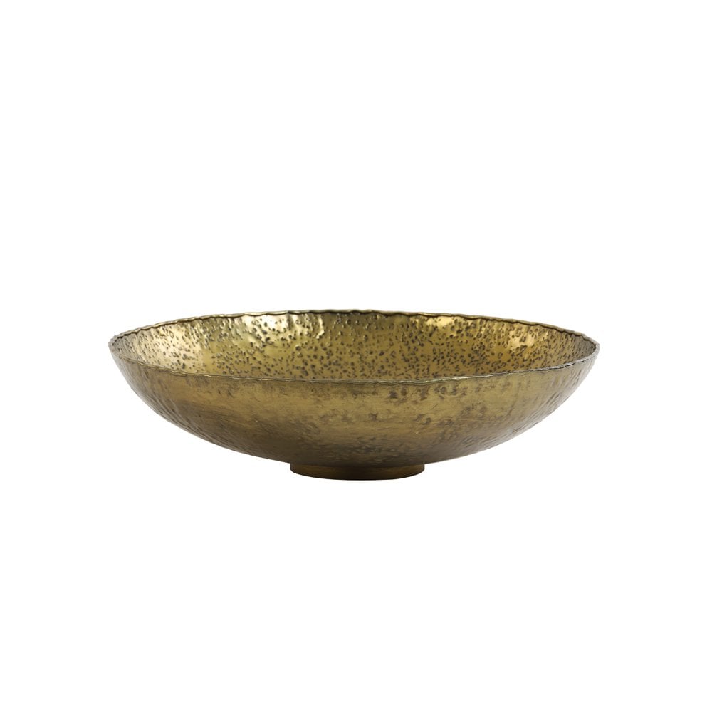 Title: Round Antique Bronze Metal Dish - 41cm x 11cm