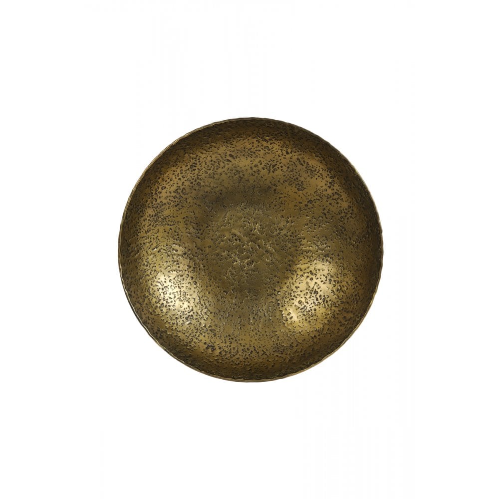 Title: Round Antique Bronze Metal Dish - 41cm x 11cm