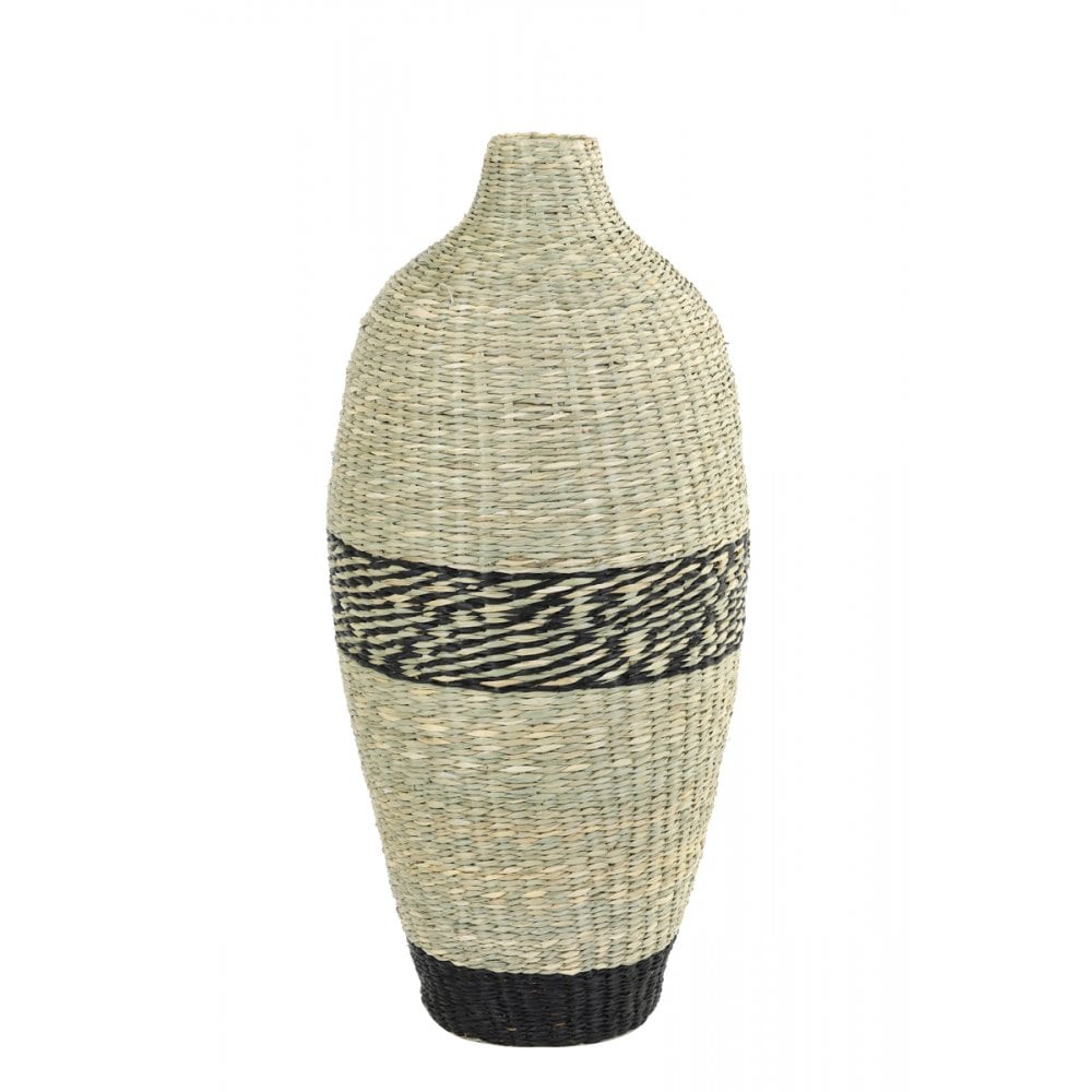 Elegant Waipen Black & Natural Wooden Round Vase 26x57cm