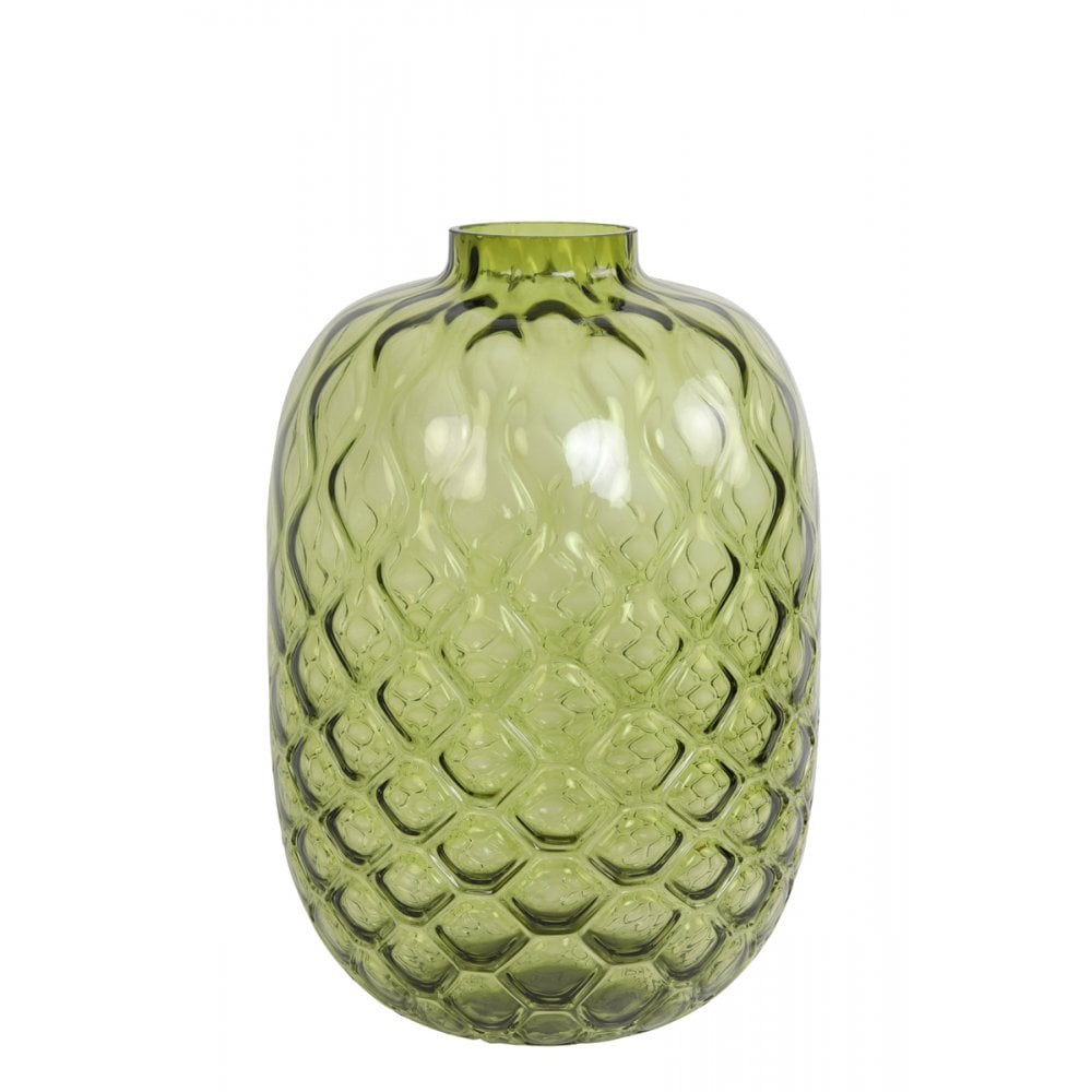 Elegant Olive Green Carino Glass Vase - 34x50cm