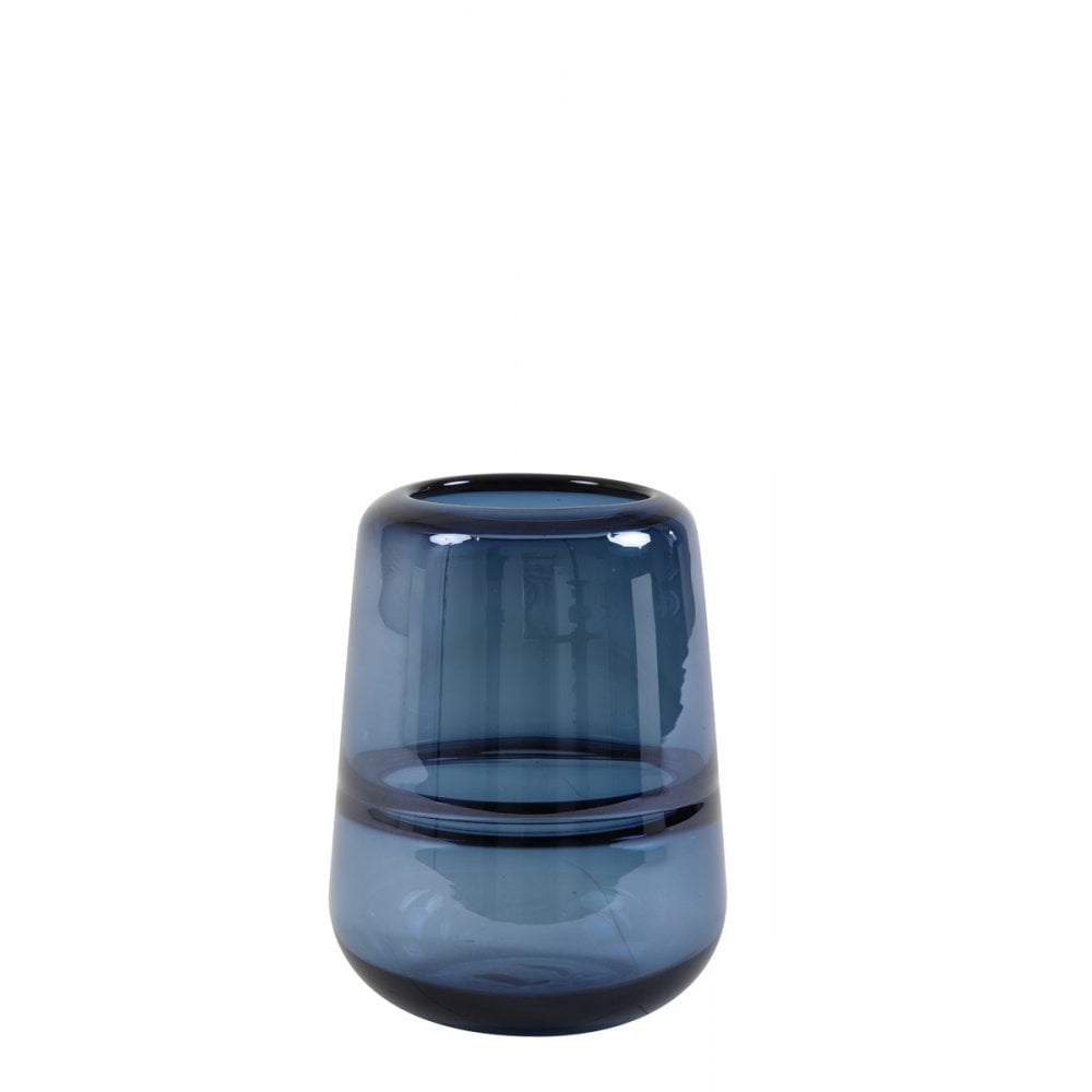 Blue Luster Glass Vase, 13x18cm, Round Design