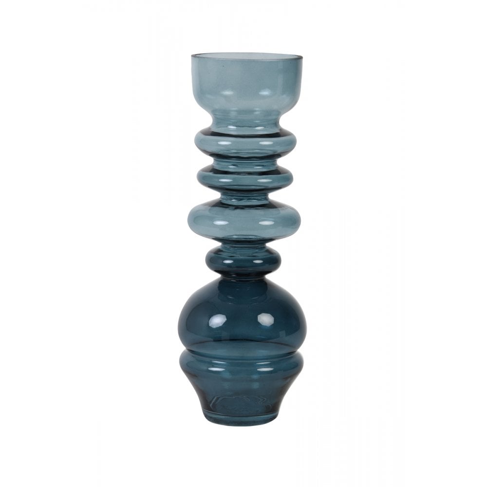 Levon Sapphire Glass Vase - 34.5cm Elegant Round Design
