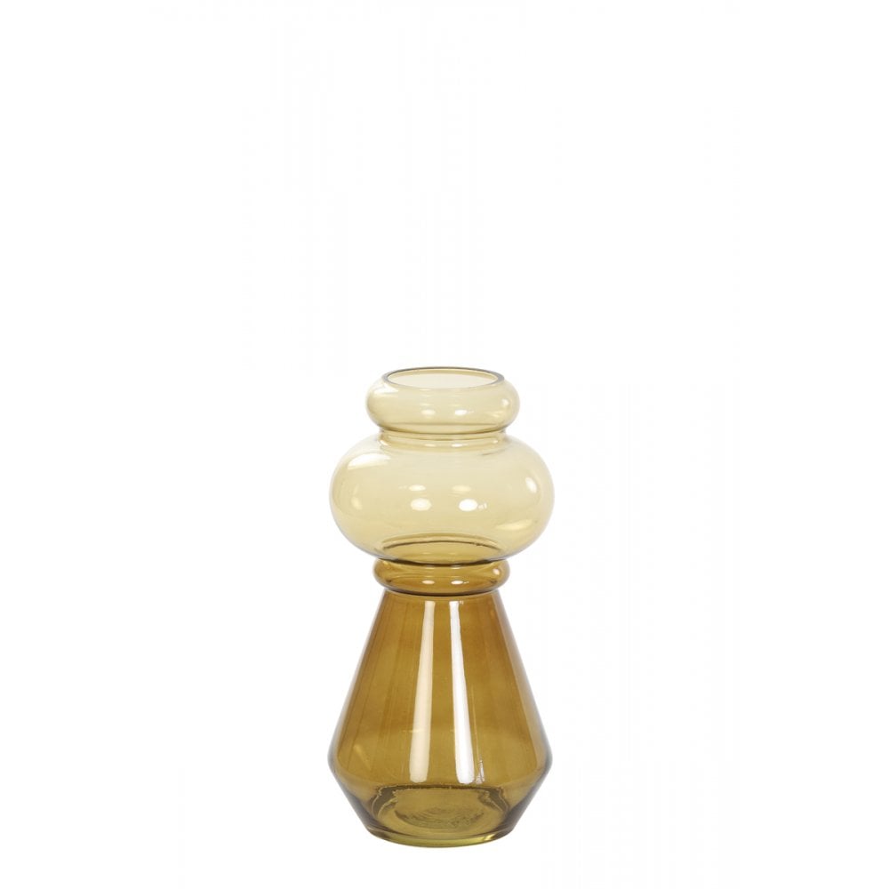 Ocher Yellow Livon Glass Vase, 13.5x27.5cm
