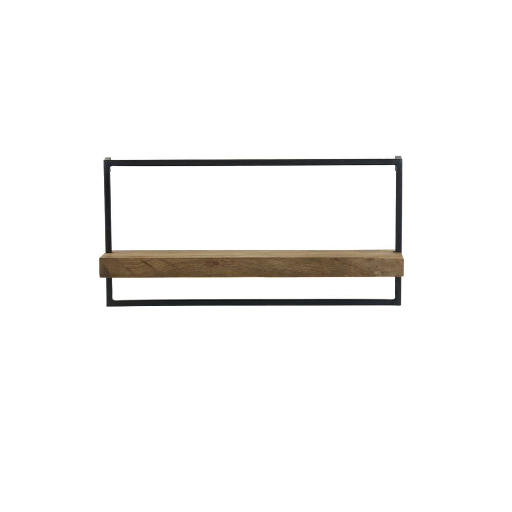 Rustic Dark Brown Wood Wall Shelf - 30x15x60cm