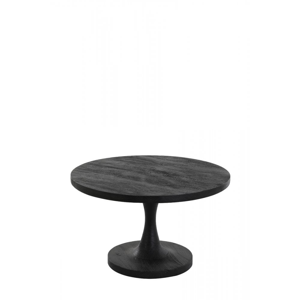 Black Bicaba Wood Round Side Table - 60x36cm