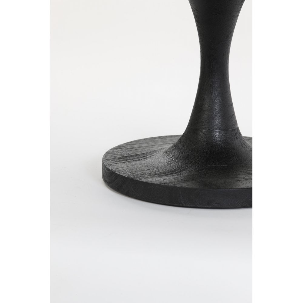 Black Bicaba Wood Round Side Table - 60x36cm