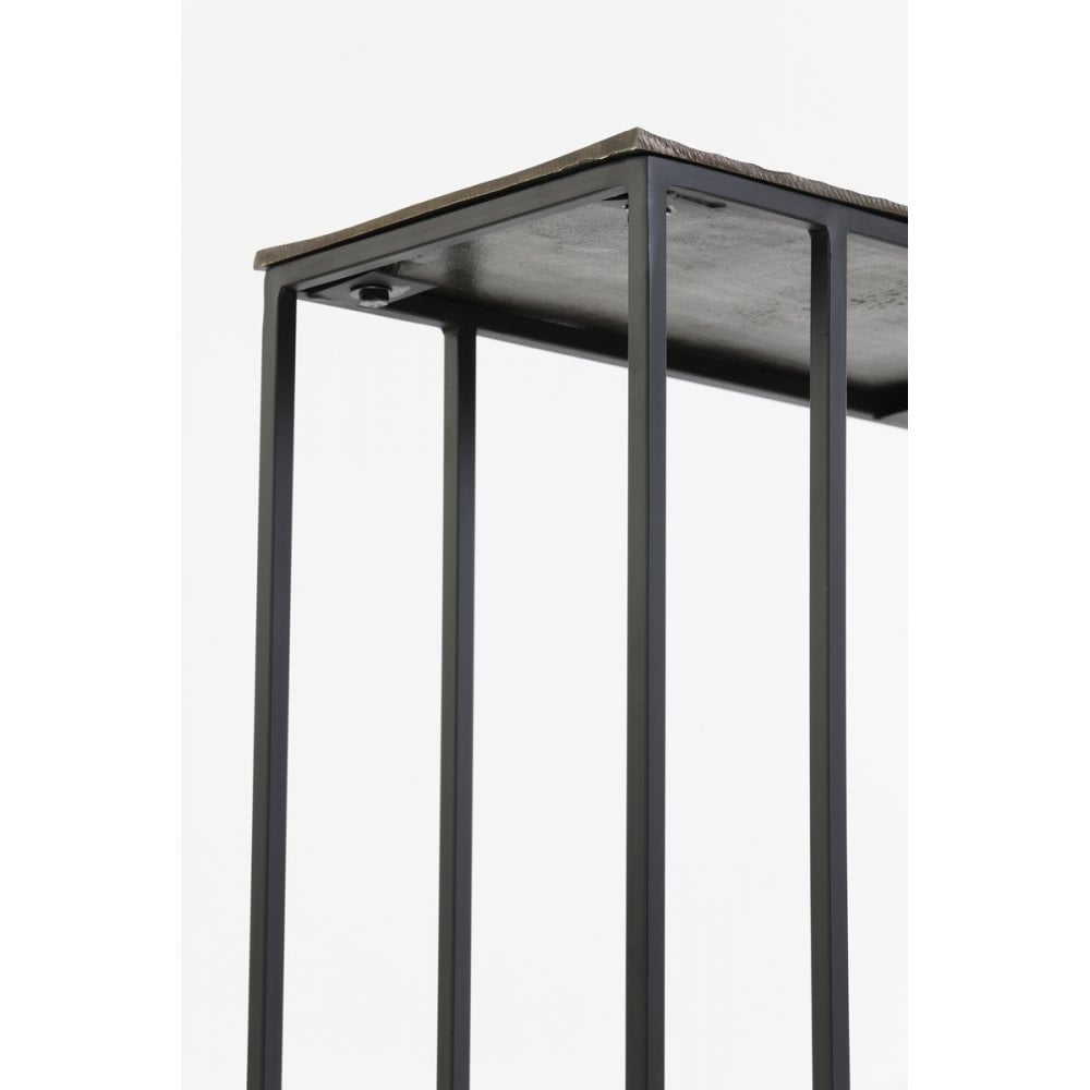 Macy Antique Bronze Rectangular Metal Side Table - 48x26x60cm