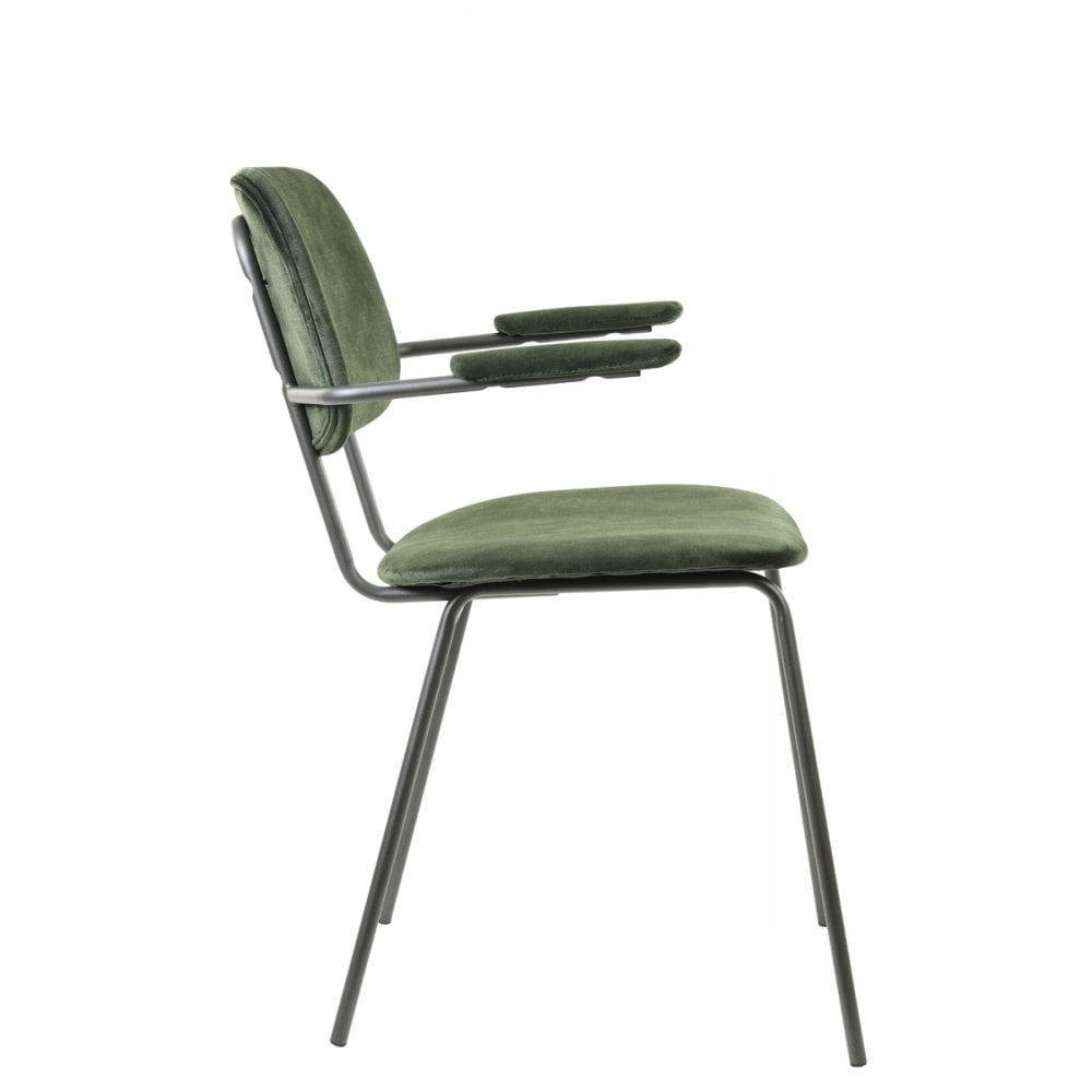 Elegant Emma Velvet Dining Chair in Luxurious Dark Green and Grey