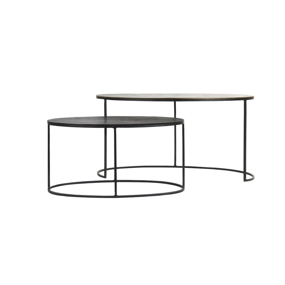 Nested Oval Metal Side Tables Set - Brass Finish