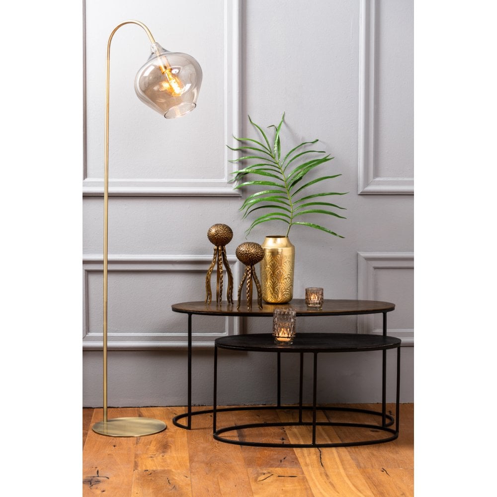 Nested Oval Metal Side Tables Set - Brass Finish