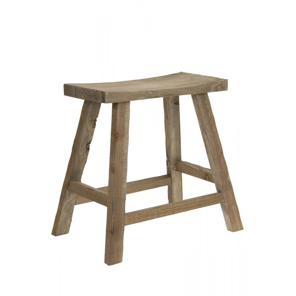 Rustic Brown Wooden Stool - 47x24x50cm
