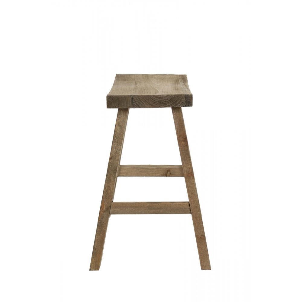 Rustic Brown Wooden Stool - 47x24x50cm